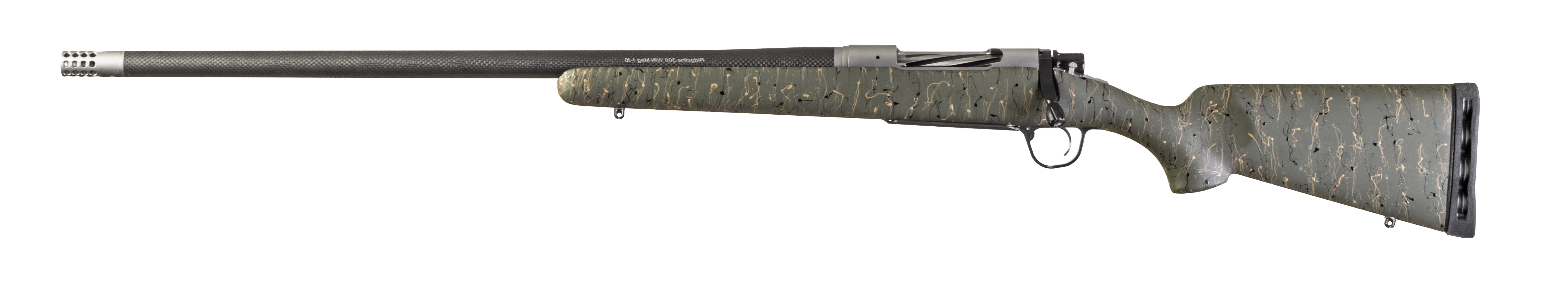 Rifles Long Guns Christensen Arms Ready Series RIDGELINE LH 6.5 PRC 24in CF SS act./CF Brl Grn w blk/tan web Stk